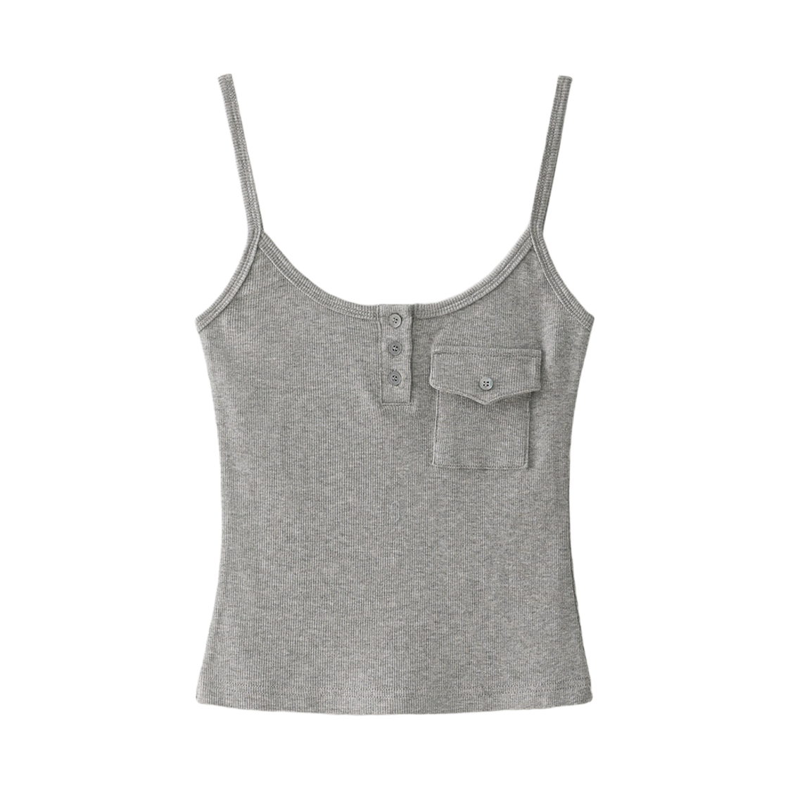 블루 선플라워 슬림 포켓 크롭 탑 멜란지 그레이(Blue Sunflower Slim Pocket Crop Top Melange Grey)