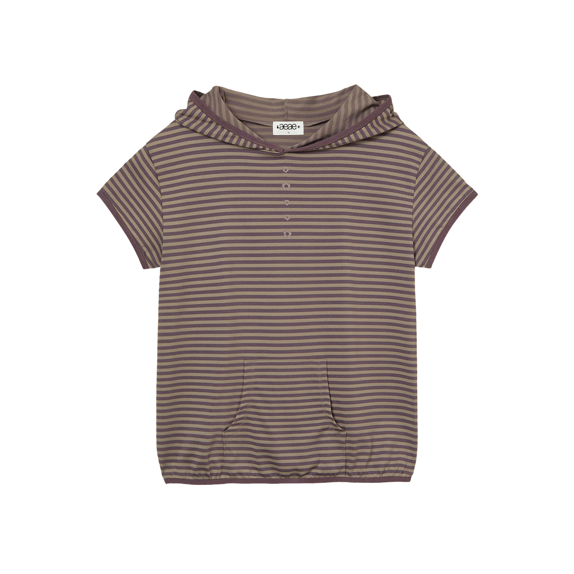 에이이에이이 스트라이프 하프 슬리브 후디 퍼플(AEAE Stripe Half Sleeve Hoodie Purple)