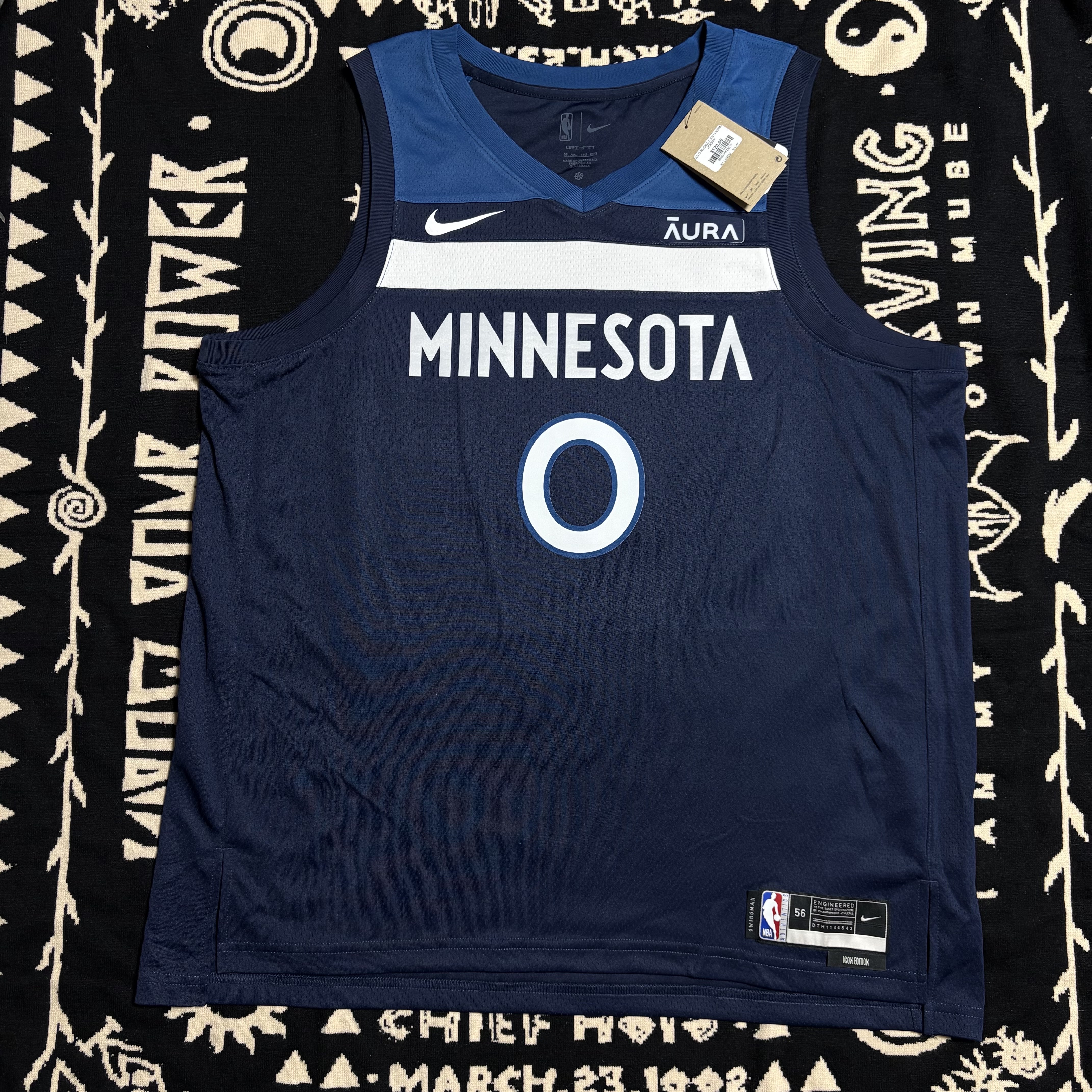 Nike Anthony Edwards Minnesota Timberwolves 2022/23 Icon Edition Dri-Fit NBA Swingman Jersey College Navy 착용 스타일 - 1