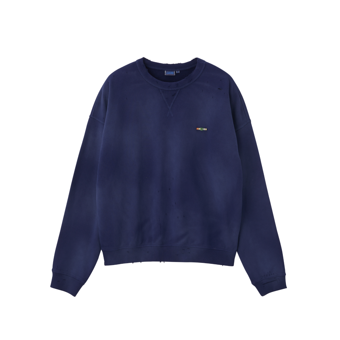 리지 가먼트 다이드 큐브 로고 스웨트셔츠 네이비(LLEGE Garment Dyed Cube Logo Sweatshirt Navy)