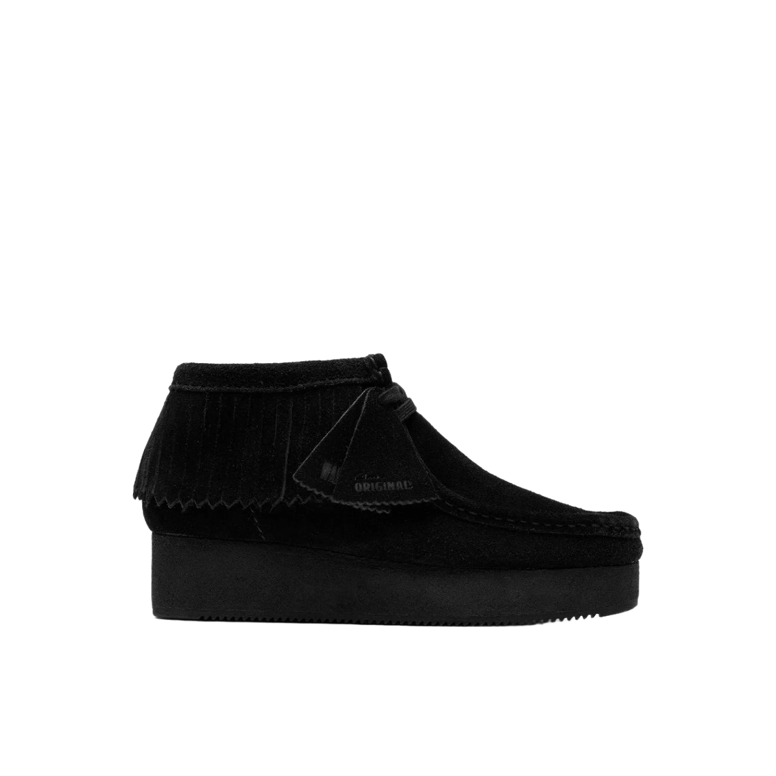 261-82854 (W) Clarks Wallabee Wedge Fringe Black Suede