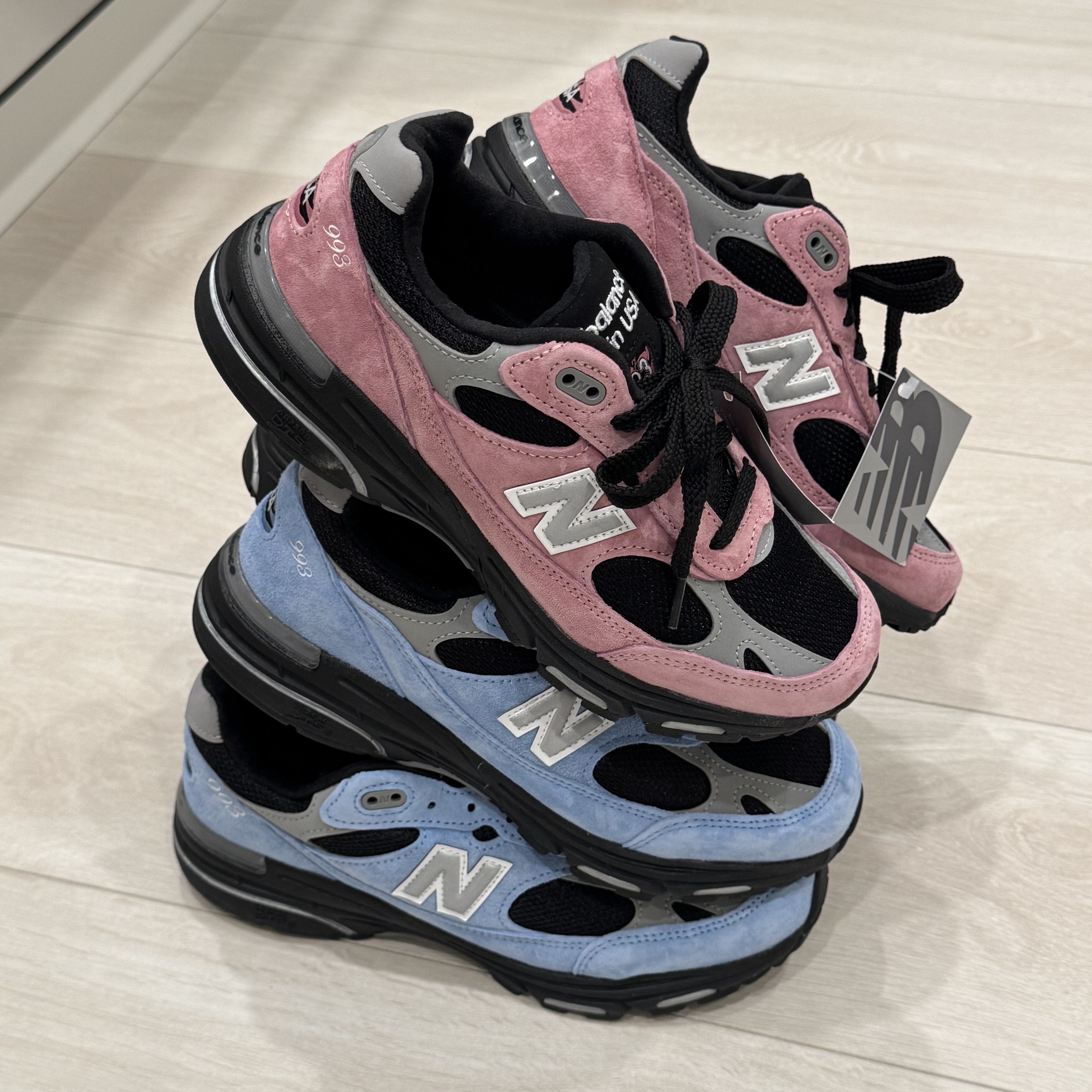 New Balance 993 Made in USA Baltic Sea, New Balance 993 Made in USA Pink Taffy 착용 스타일