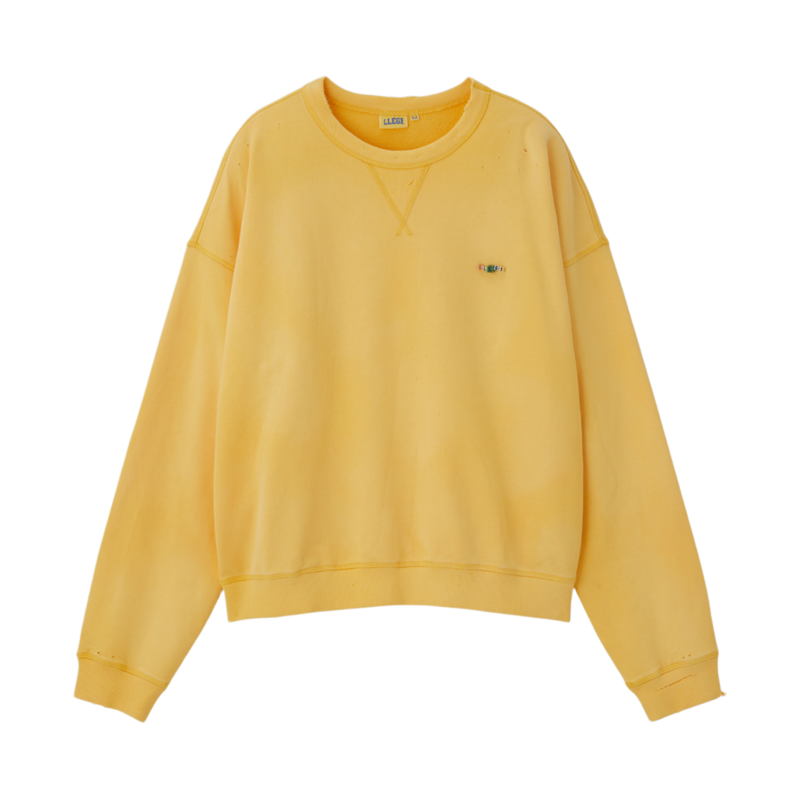 LL25WSLS004YE LLEGE Garment Dyed Cube Logo Sweatshirt Yellow