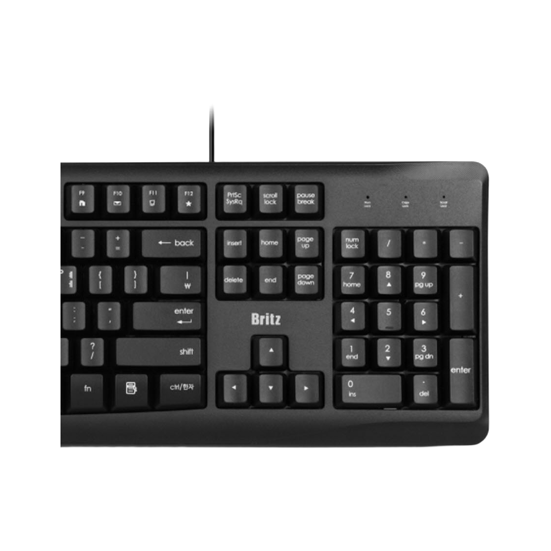 브리츠 유선 키보드 BK100 사무실 PC 컴퓨터용 멤브레인(Britz BK100 Wired Membrane Keyboard for Office (Full-size 104 Keys)) - 3