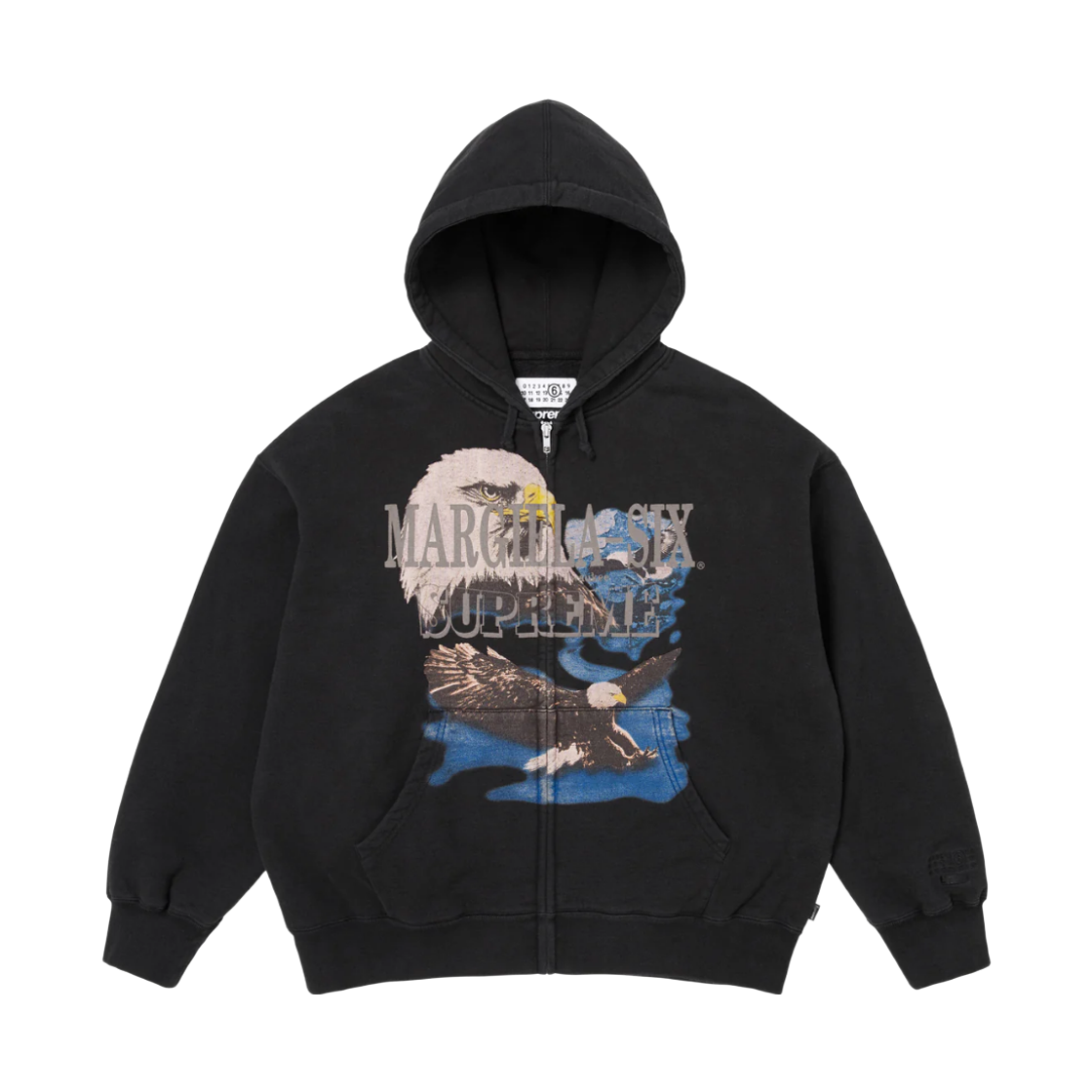 슈프림 x MM6 메종 마르지엘라 이글 집업 후드 스웨트셔츠 블랙 - 26SS(Supreme x MM6 Maison Margiela Eagle Zip Up Hooded Sweatshirt Black - 26SS)