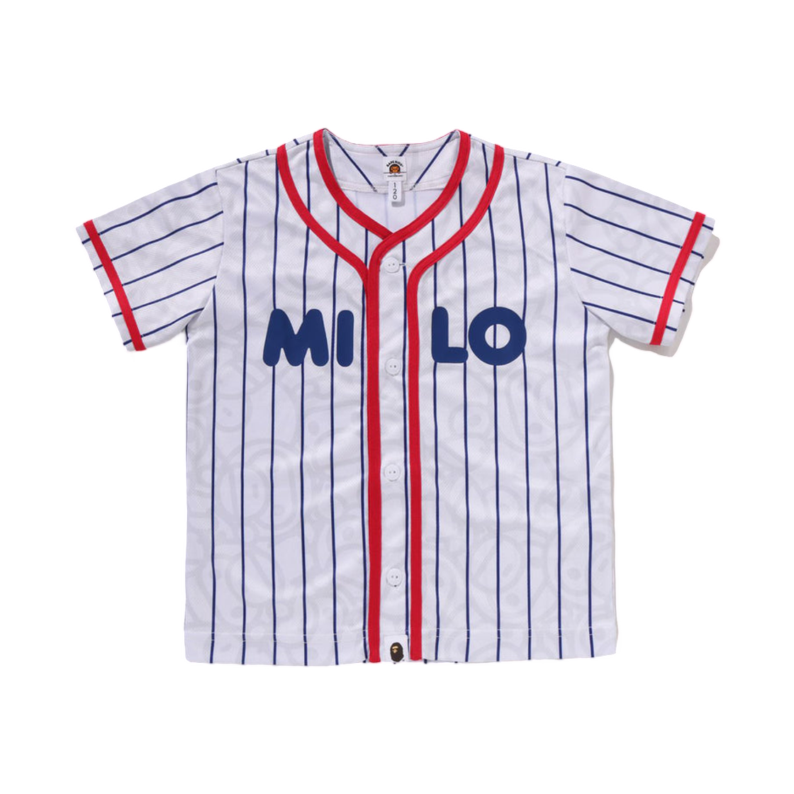 (키즈) 베이프 올 베이비 마일로 스트라이프 마일로 베이스볼 셔츠 화이트((Kids) BAPE All Baby Milo Stripe Milo Baseball Shirt White)