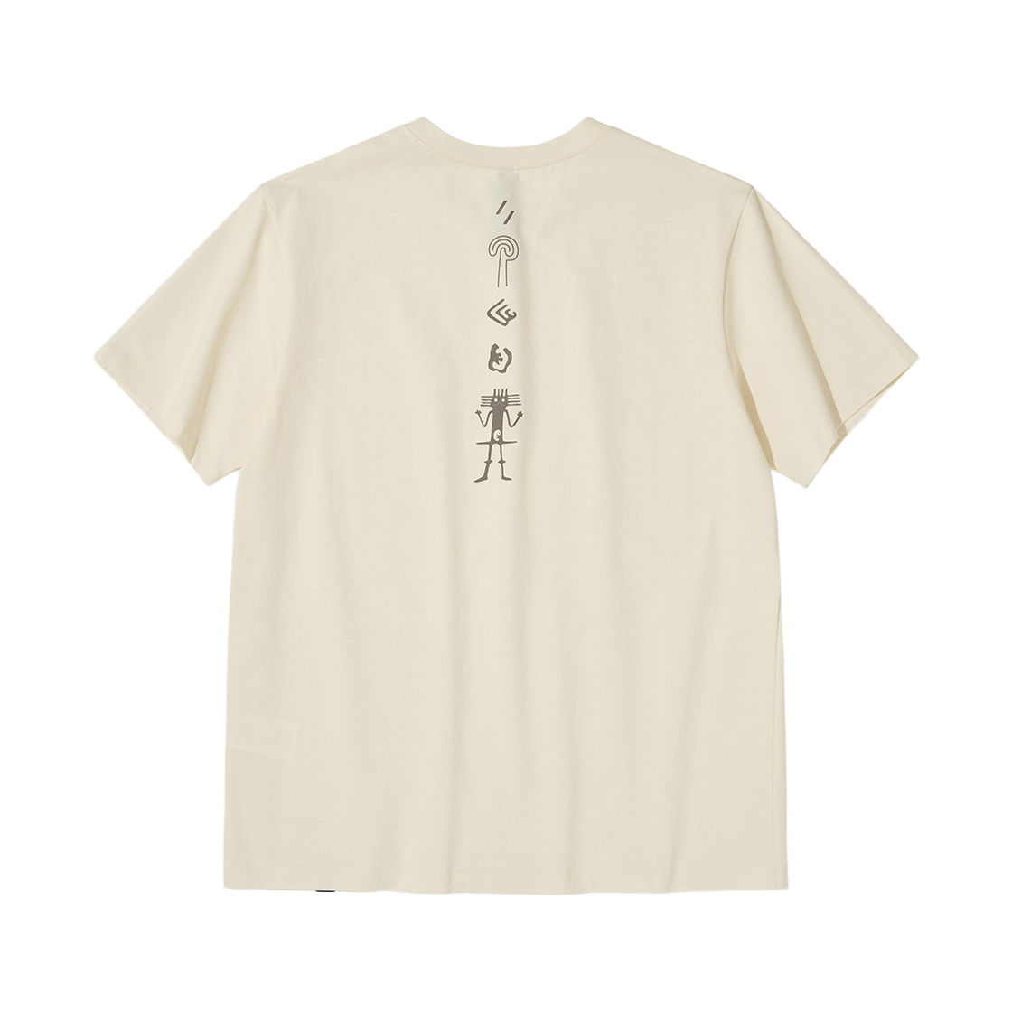 WBFUTS006CR WELTER EXPERIMENT Nazca Vertical Symbol T-Shirt Cream