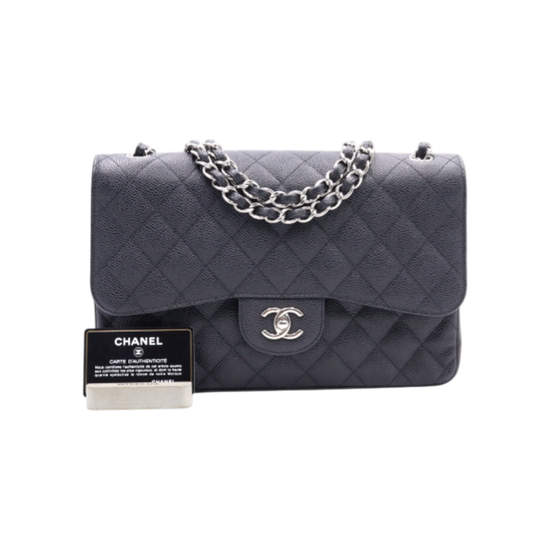샤넬 A58600 캐비어 클래식 라지 점보 은장체인 숄더백 aa21381(Chanel A58600 Caviar Classic Large Jumbo Silver Chain Shoulder Bag) - 1