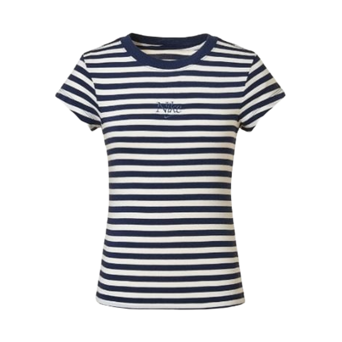 IH8475-410 (W) Nike NSW Tight Striped T-Shirt Midnight Navy Sail - Asia