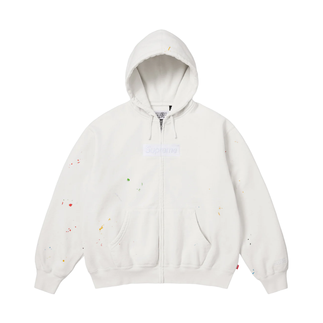 슈프림 x MM6 메종 마르지엘라 박스로고 집업 후드 스웨트셔츠 화이트 - 26SS(Supreme x MM6 Maison Margiela Box Logo Zip Up Hooded Sweatshirt White - 26SS)