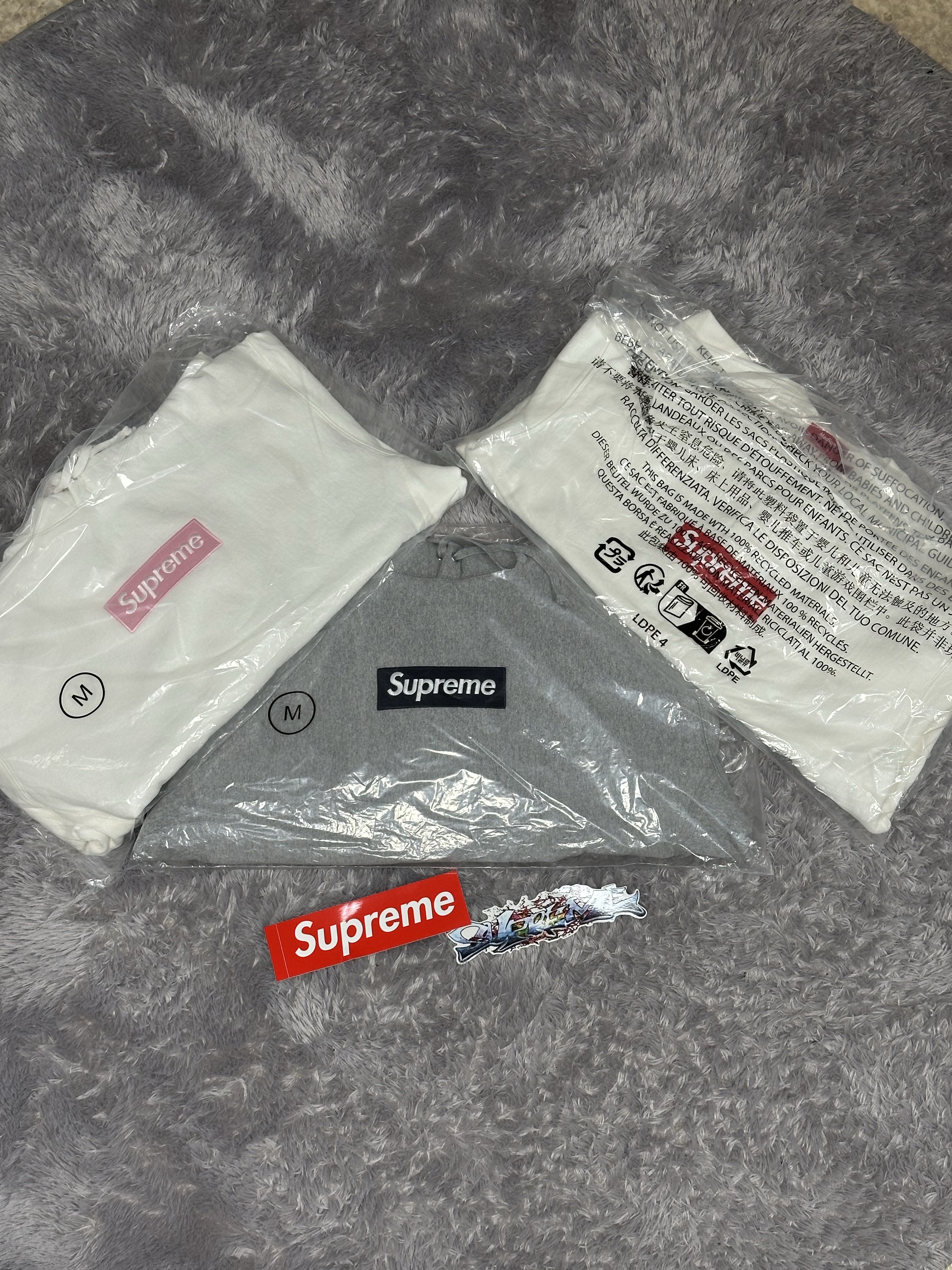 Supreme Box Logo Hooded Sweatshirt Heather Grey - 25FW 착용 스타일 - 2