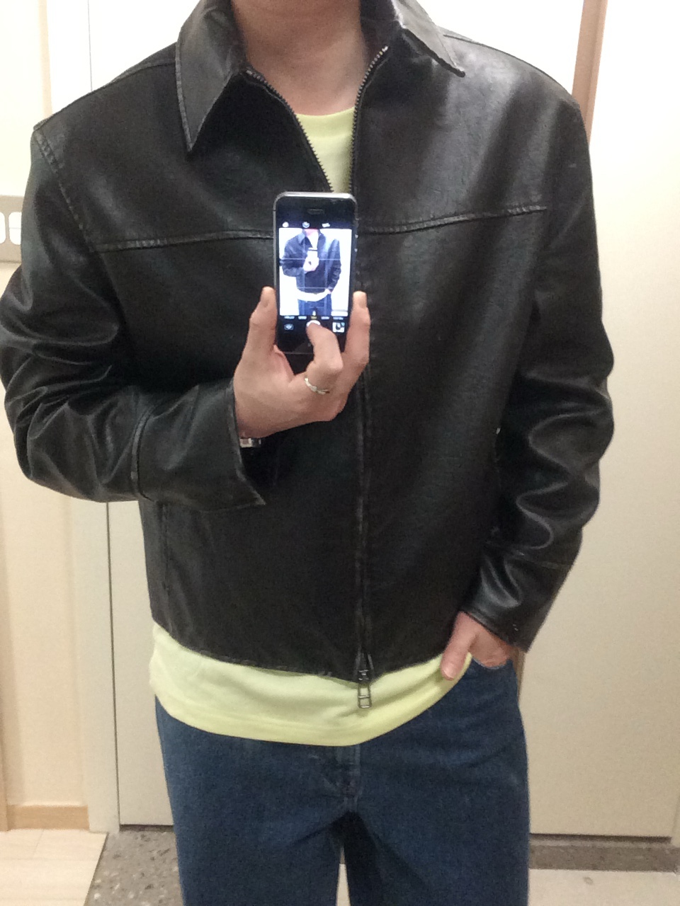 Dr. Martens 1461 Smooth Black, Zara Leather Jacket Black 착용 스타일 - 3