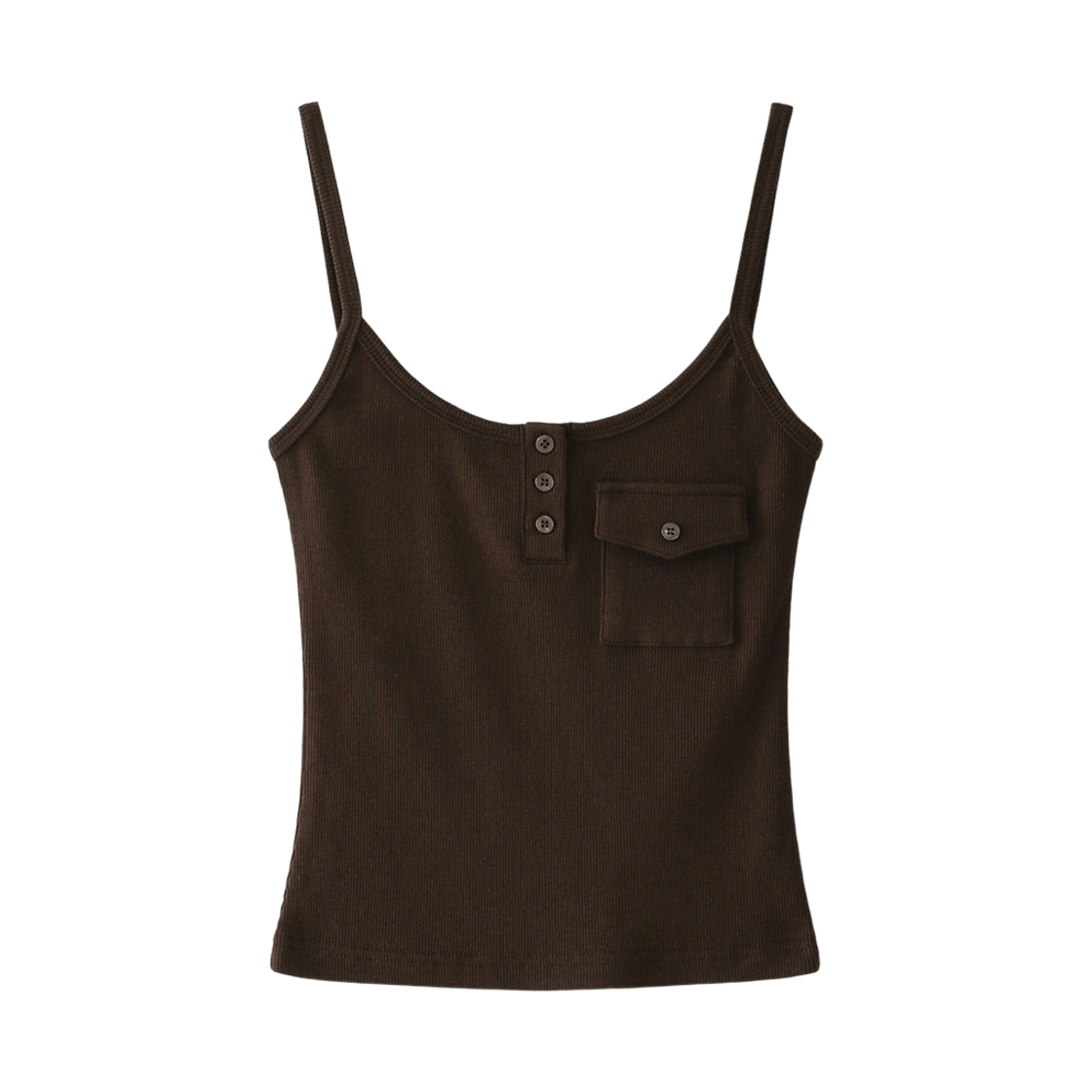 블루 선플라워 슬림 포켓 크롭 탑 브라운(Blue Sunflower Slim Pocket Crop Top Brown)