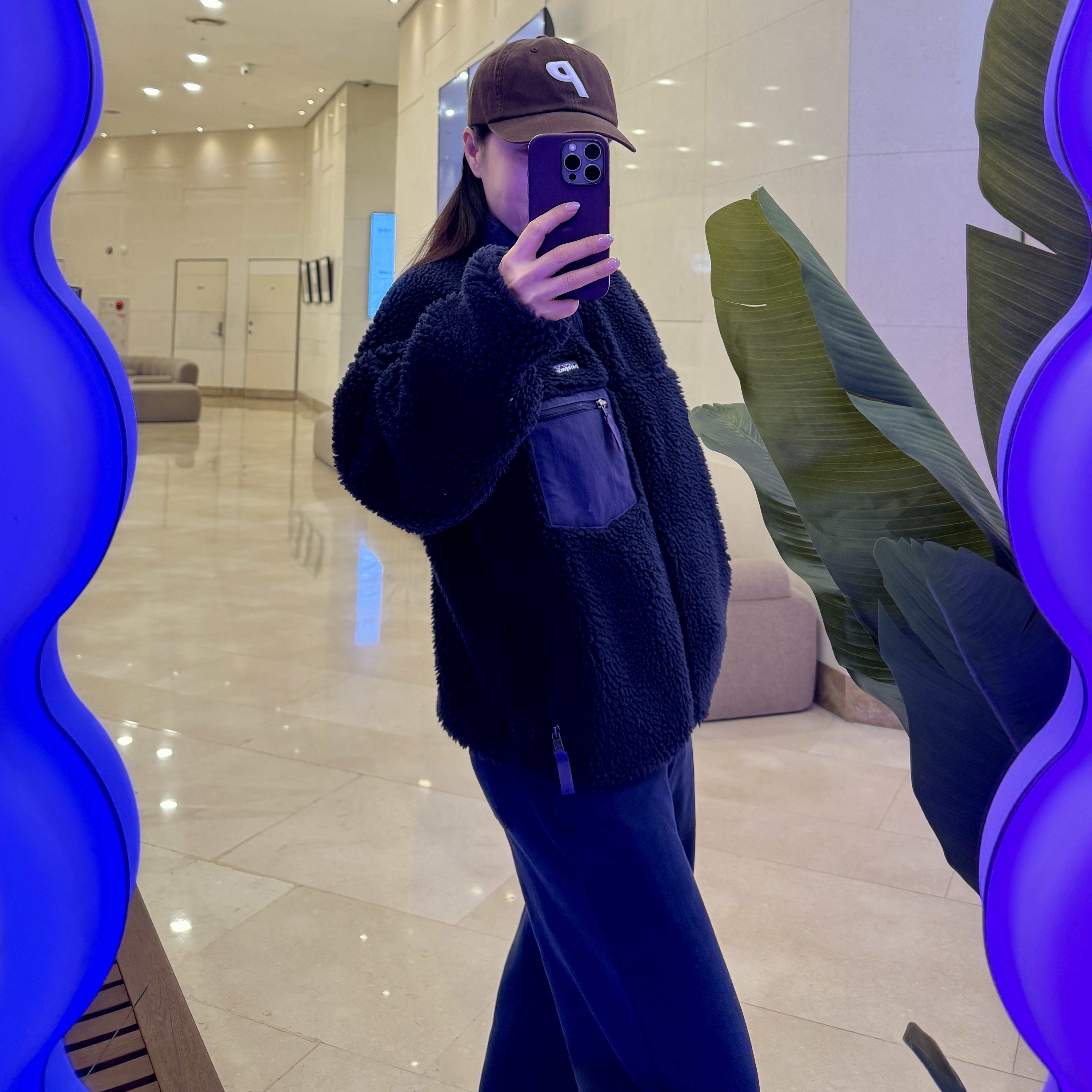 (W) Patagonia Classic Retro-X Fleece Jacket Sunken Blue, Palace P 6-Panel Navy 착용 스타일 - 1