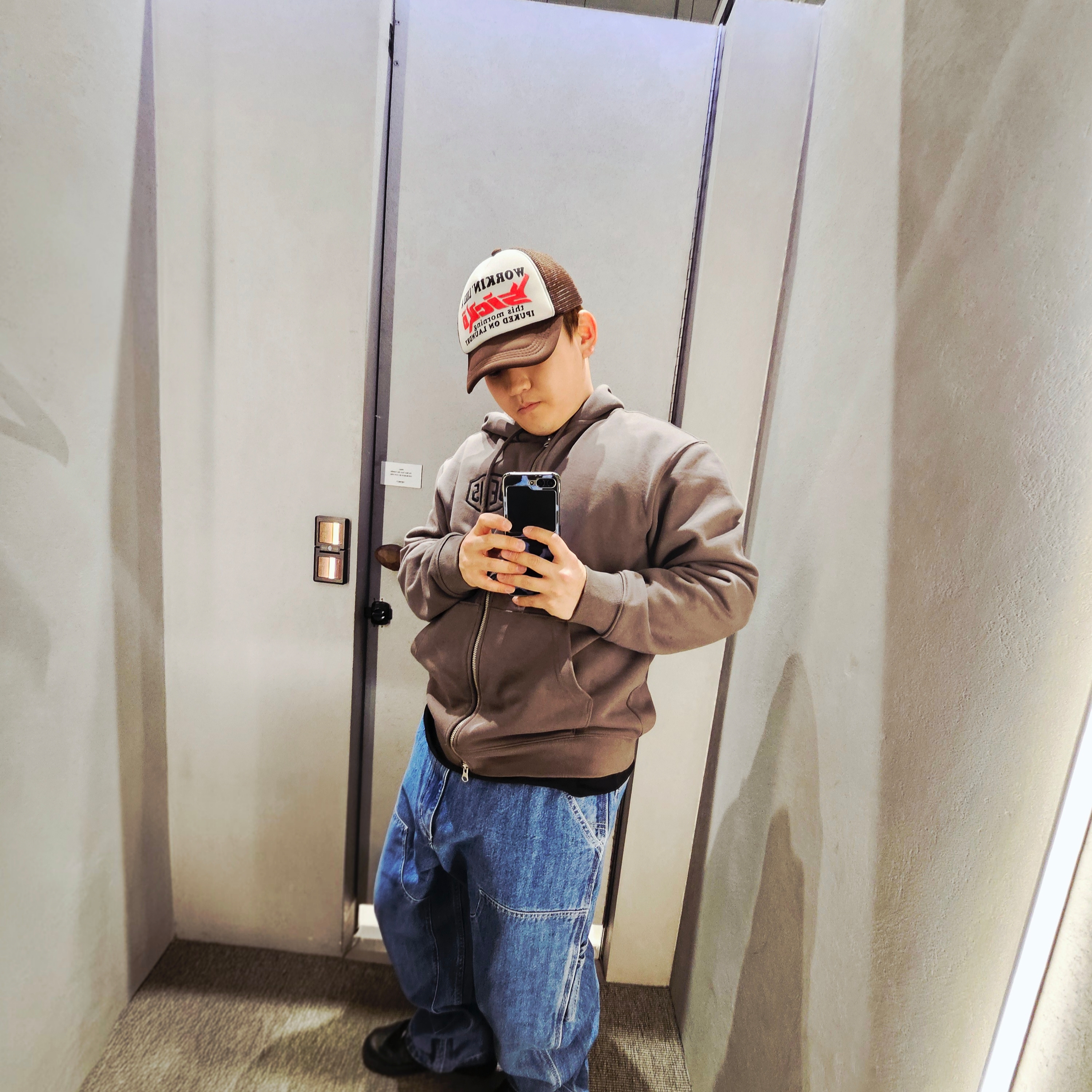 Carhartt WIP Nash OG Double Knee Pants Blue Stone Washed, Deus Ex Machina College Address Hoodie Zip Up Charcoal 착용 스타일