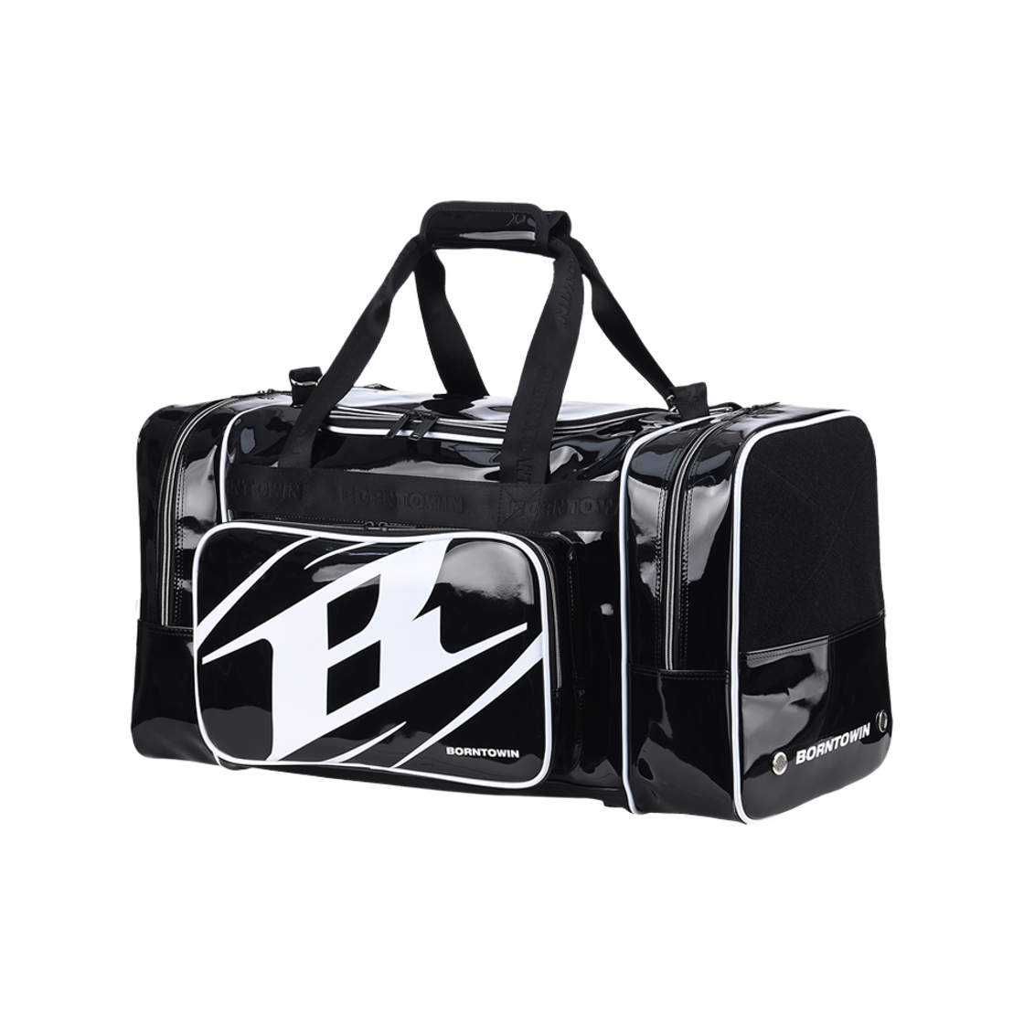 BH1UBA412BK BORN TO WIN Symbol Logo Enamel Duffle Bag Black