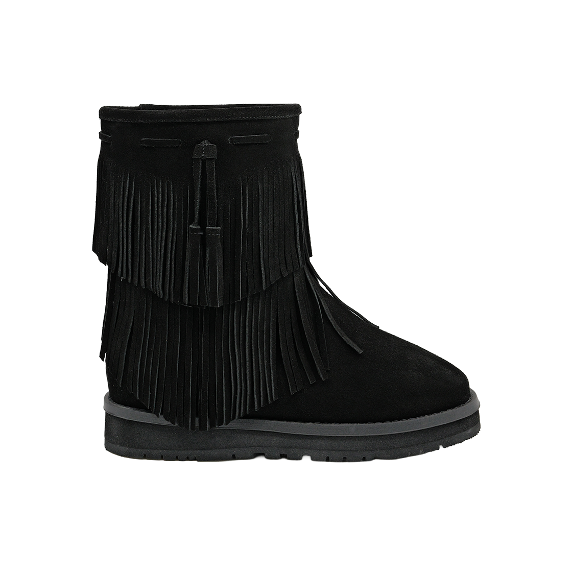 무드나잇 까사 윈터 프린지 시어링부츠 l 블랙(Moodnight Casa Winter Fringe Boots l Black)