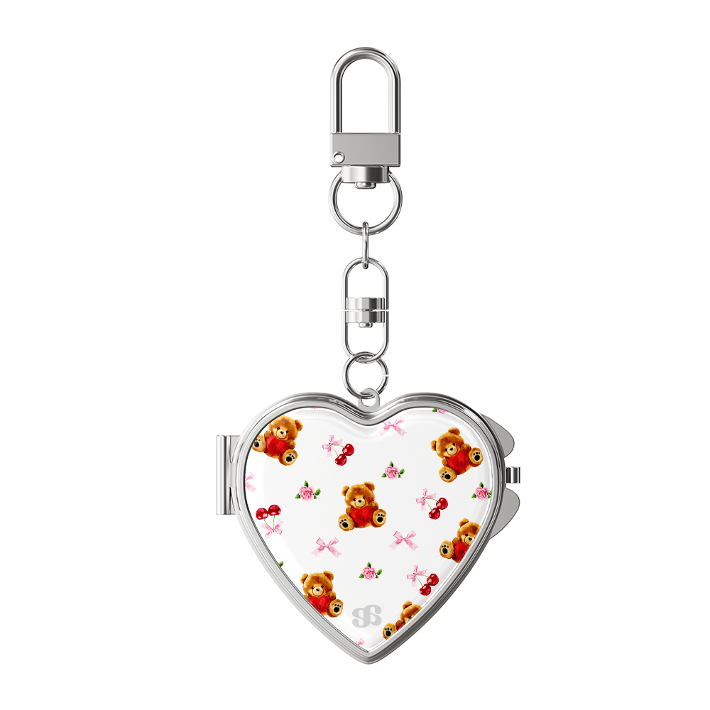 어프어프 테디체리(하트 거울키링)(earpearp Teddy Cherry Heart Mirror Keyring)