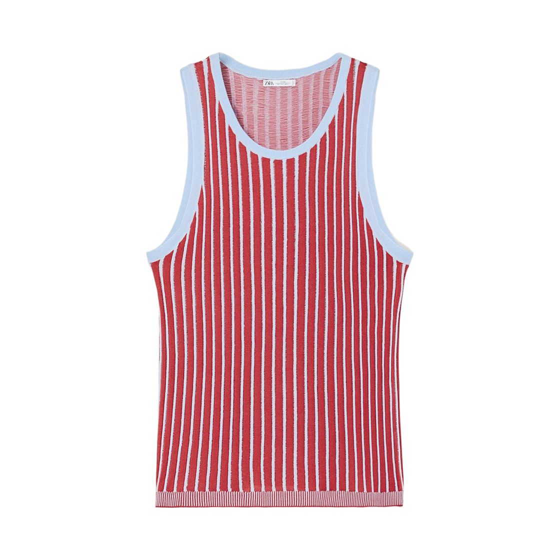 2142/704/944 Zara Striped Technical Tank Top Red