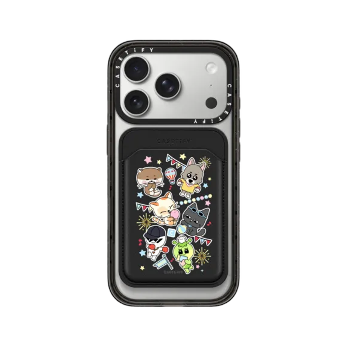 케이스티파이 x 쁘넥도 스티커 스내피 월렛 스내피 바이오베그 맥세이프 카드 지갑 블랙(Casetify x BBNEXDO Sticker Snappy Wallet Snappy BioVeg MagSafe Card Wallet Black)