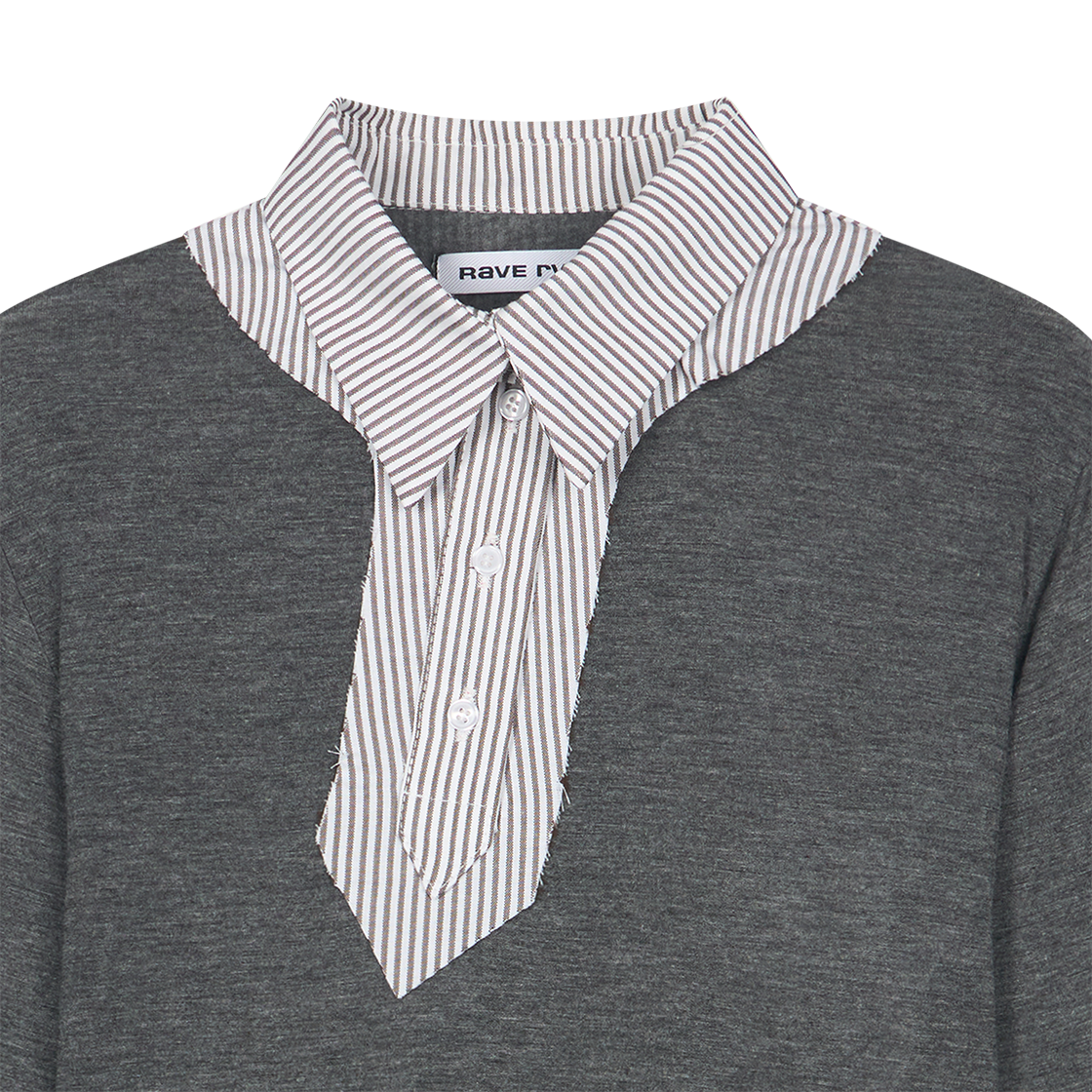 레이브 리뷰 우먼 비브 탑 그레이 블루 스트라이프 - 26SS(Rave Review Women Viv Top Grey Blue Stripe - 26SS) - 3