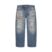 Supreme x MM6 Maison Margiela Distressed Loose Fit Selvedge Jean Washed Indigo - 26SS