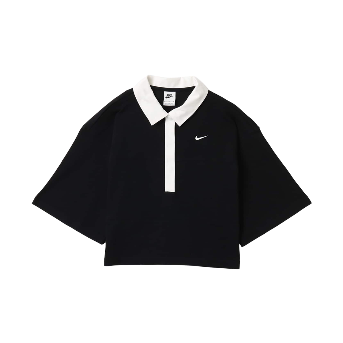 IB2154-010 (W) Nike NSW Oversized Short Sleeve Polo Top Black White - Asia