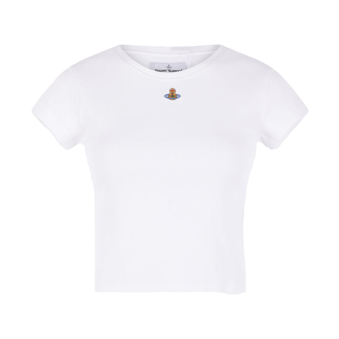 1G010019-J009C-A401 (W) Vivienne Westwood Rib Jersey Baby Peru Cropped T-Shirt White