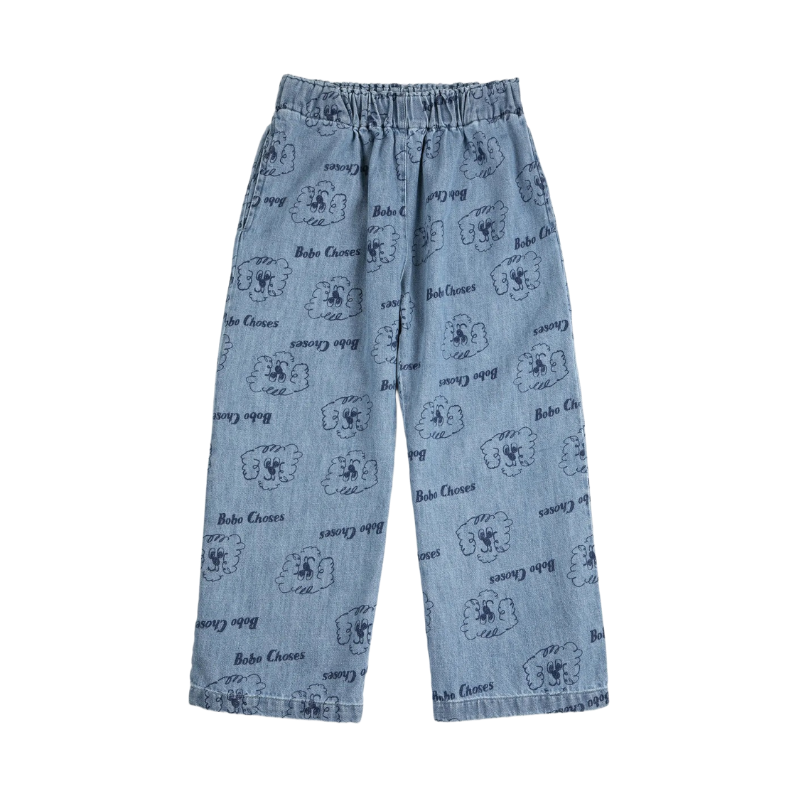 126AC096 (Kids) Bobo Choses Pickles The Dog All Over Light Denim Pants Prussian Blue