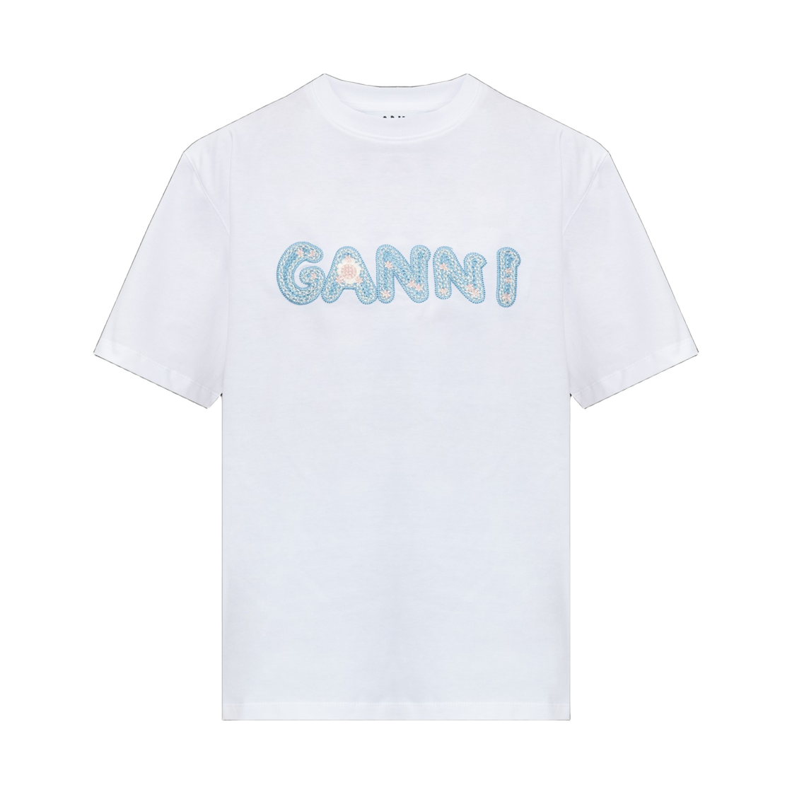 A1050188-151 (W) Ganni Embroidered Logo T-Shirt Bright White