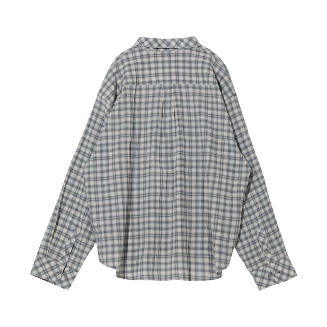 언더마이카 무.37 안티 Fxxking 로고 플레이 베이직 롱 슬리브 체크 셔츠 화이트 블루(Undermycar Mu.37 Anti Fxxking Logo Play Basic Long Sleeve Check Shirts White Blue) - 2