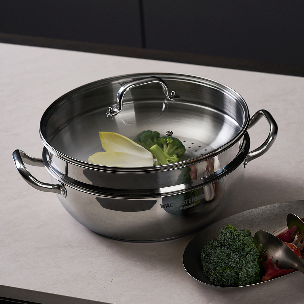 바겐슈타이거 스텐 멀티 2단 스팀팟 28cm 찜기 냄비 찜냄비(WAGENSTEIGER Stainless Multi 2-Tier Steamer Pot 28cm) - 4