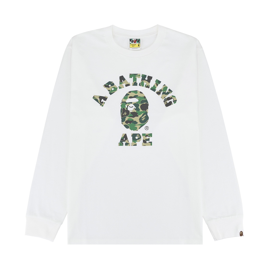 - BAPE ABC Camo College L/S T-Shirt White Green