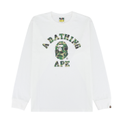 BAPE ABC Camo College L/S T-Shirt White Green