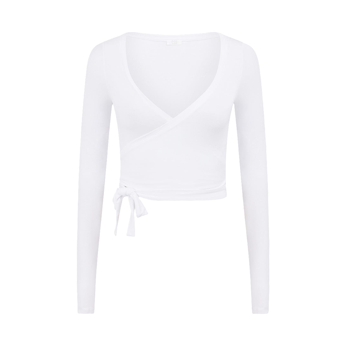 (W) 크롭 샵 부티크 발레 랩 탑 화이트((W) Crop Shop Boutique Ballet Wrap Top White)