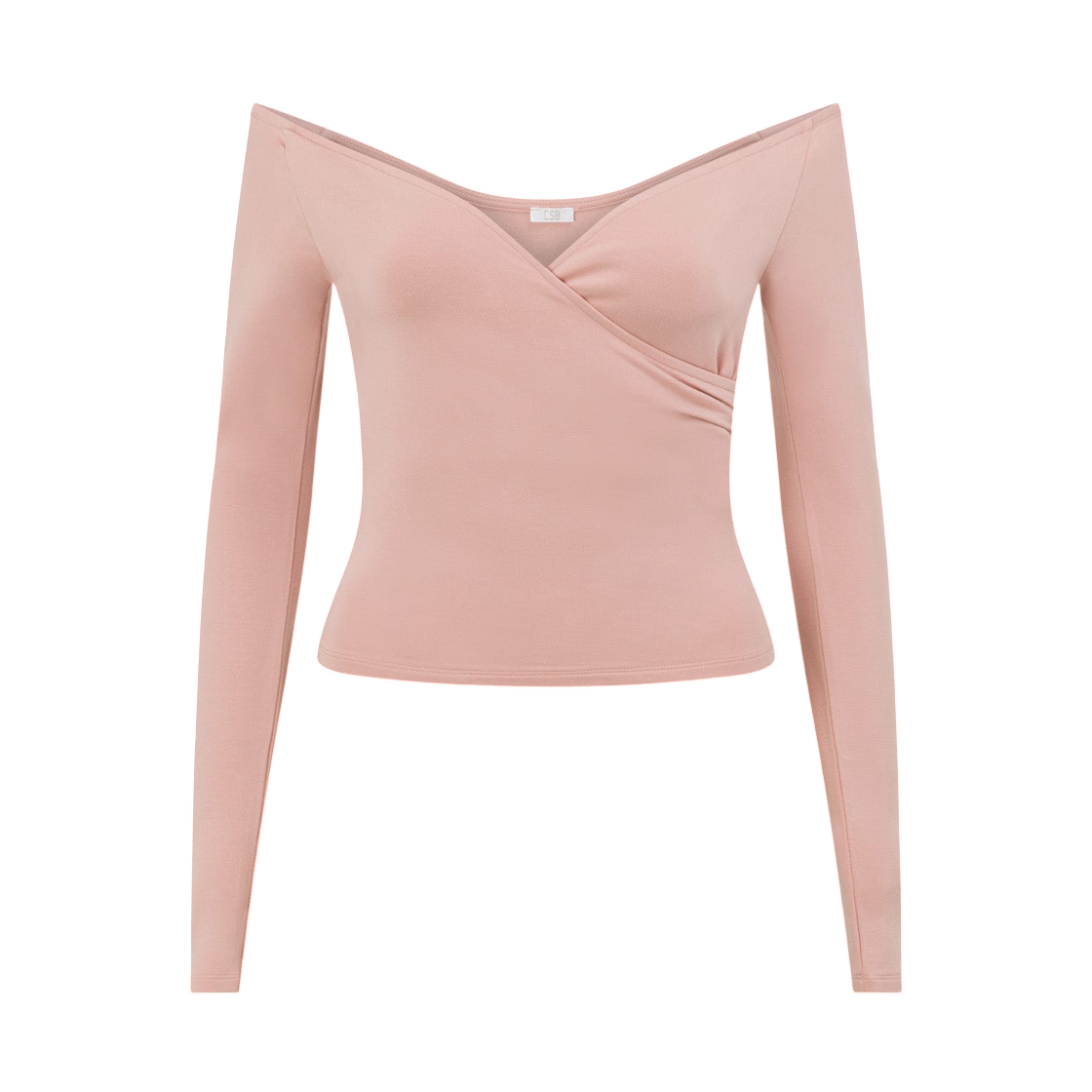 (W) 크롭 샵 부티크 오프 숄더 랩 탑 더스티 핑크((W) Crop Shop Boutique Off Shoulder Wrap Top Dusty Pink)