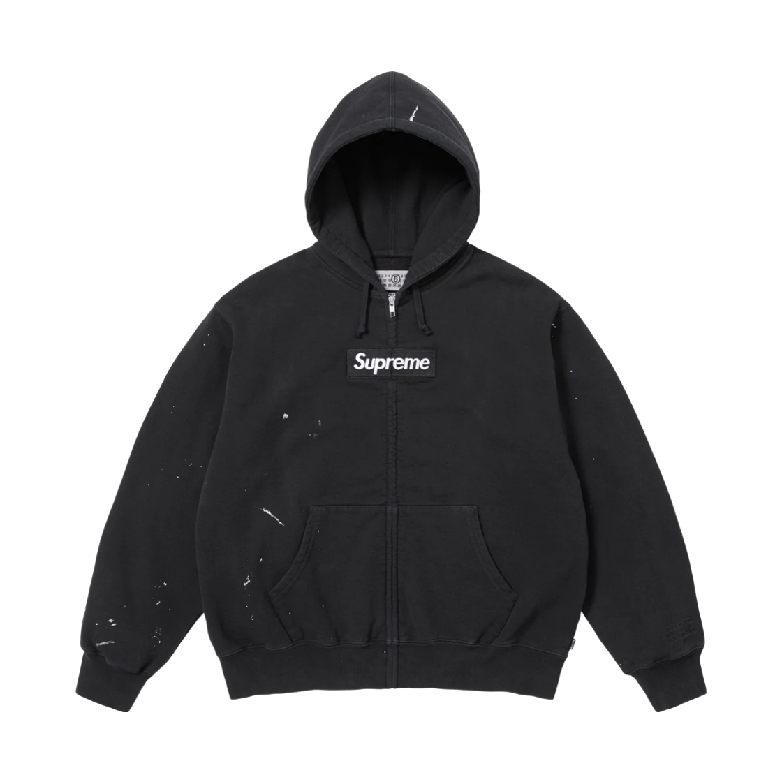 슈프림 x MM6 메종 마르지엘라 박스로고 집업 후드 스웨트셔츠 블랙 - 26SS(Supreme x MM6 Maison Margiela Box Logo Zip Up Hooded Sweatshirt Black - 26SS)