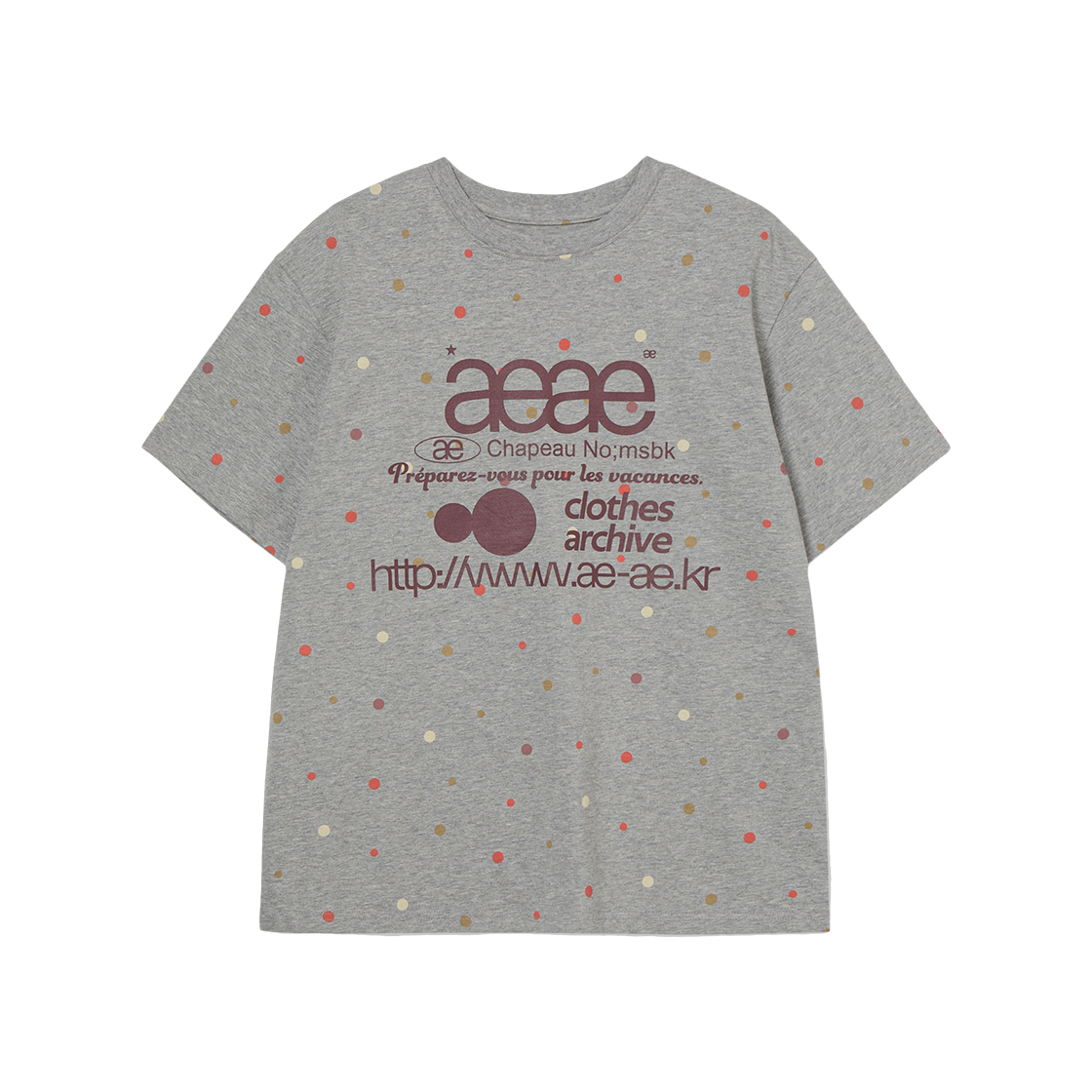 에이이에이이 웹 로고 컬러 도트 티셔츠 멜란지 그레이(AEAE Web Logo Color Dot T-Shirts Melange Grey)