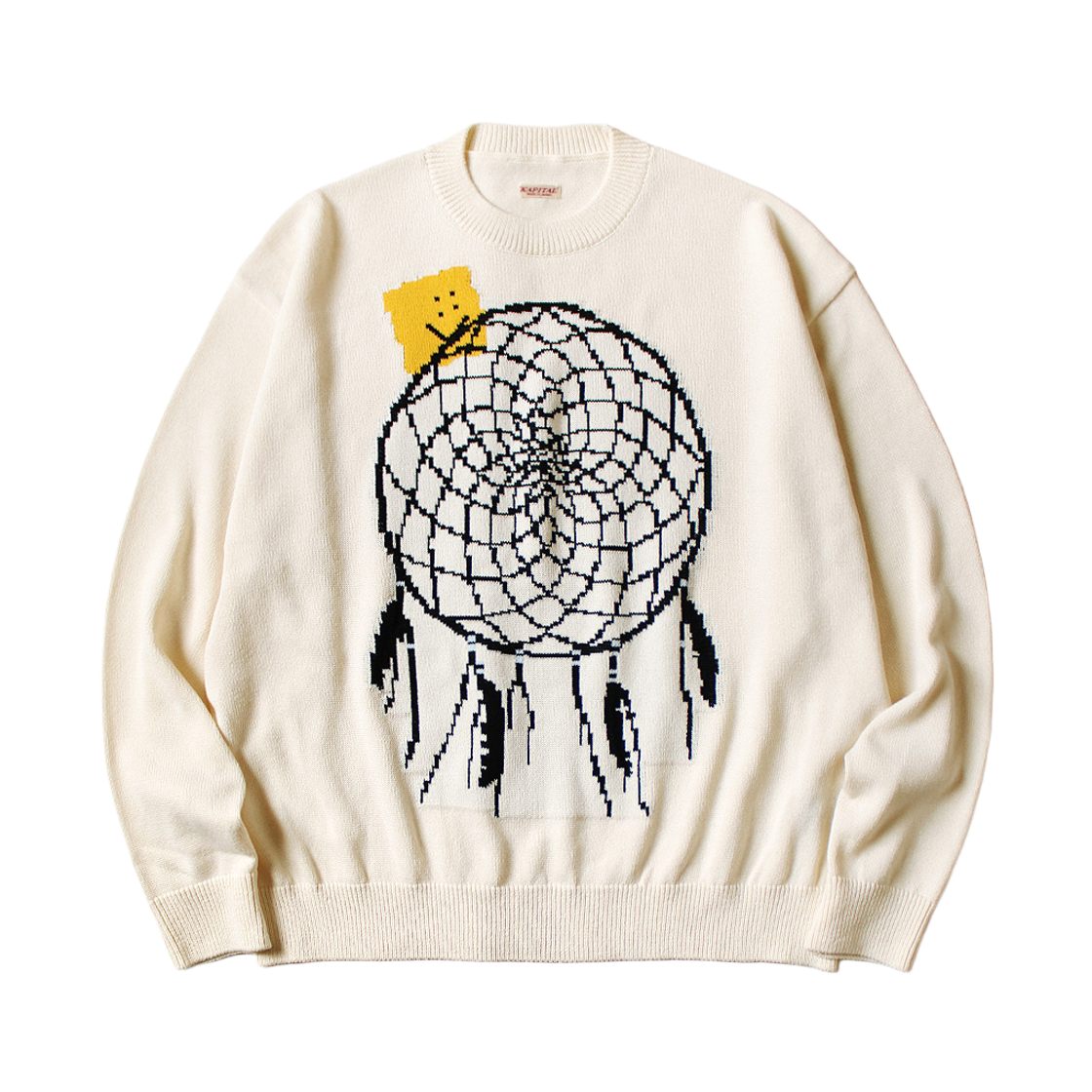 캐피탈 7G 니트 패키쉬 드림캐쳐 크루넥 스웨터 내츄럴(Kapital 7G Knit Peckish Dreamcatcher Crew Neck Sweater Natural) - 1