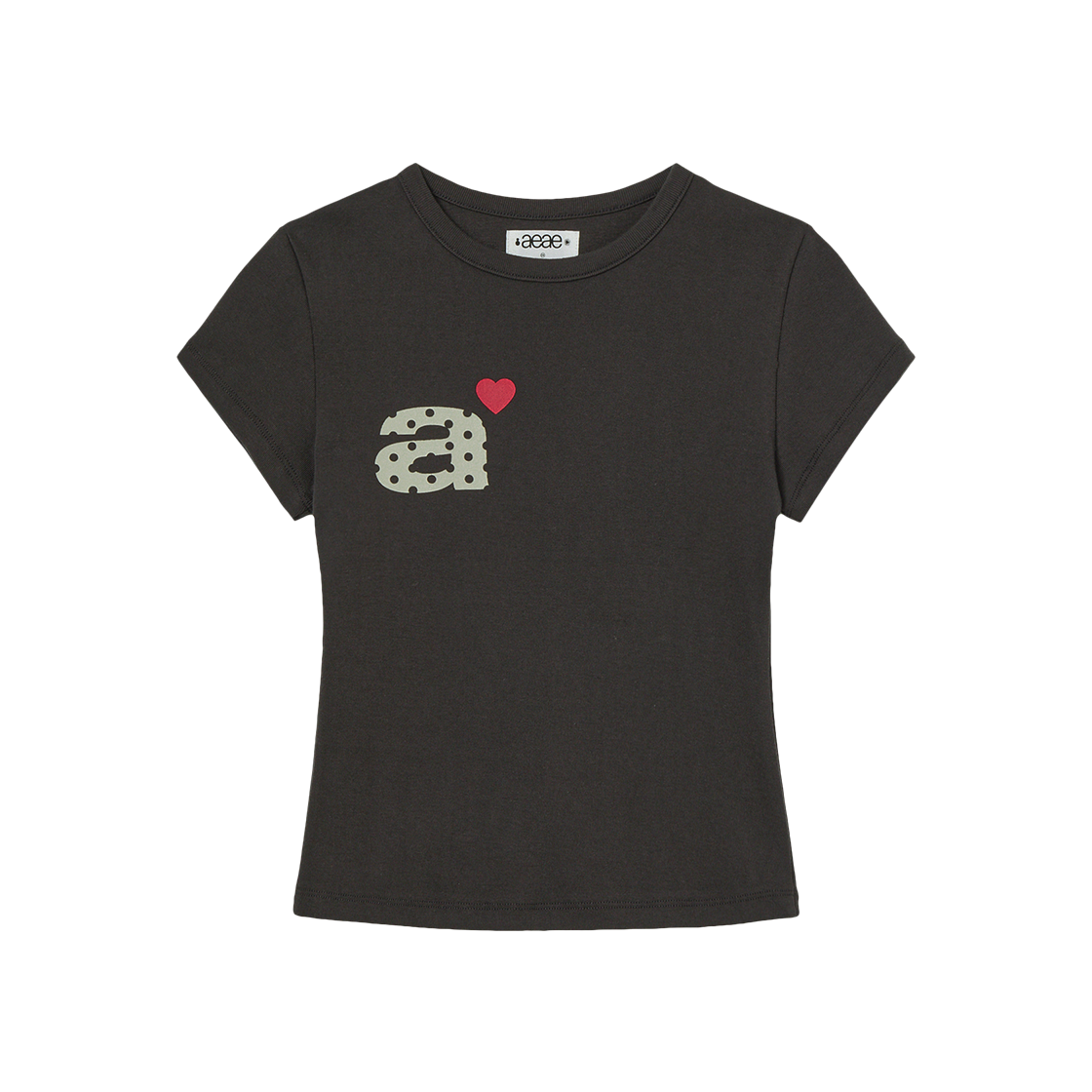에이이에이이 도트 스몰 레터 티 다크 브라운(AEAE Dot Small Letter Tee Dark Brown)