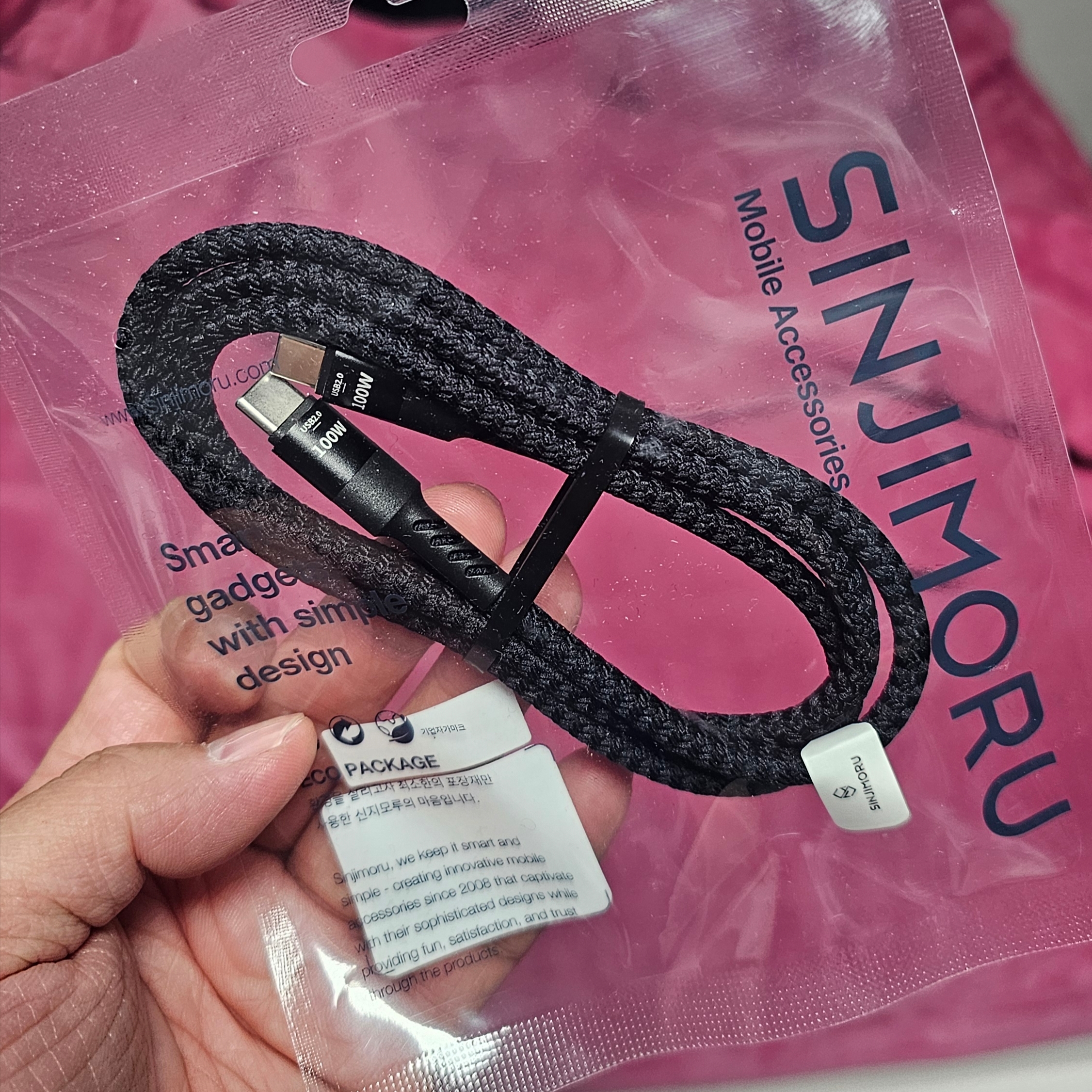 SINJIMORU Rope 100W Quick C to C Charging Cable 1M 착용 스타일