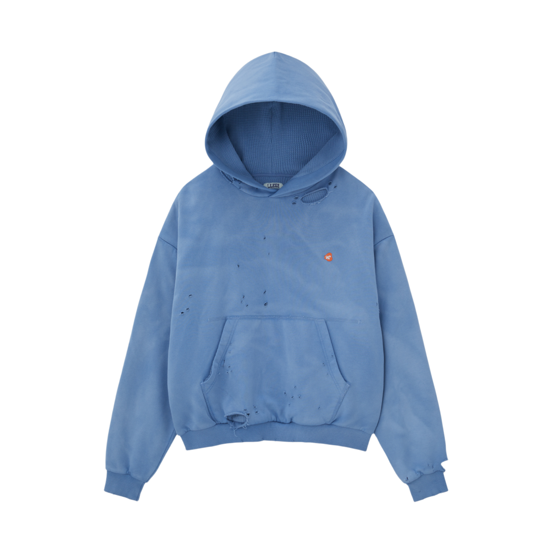 LL25WSHD004BL LLEGE Garment Dyed Reversible Hoodie Blue