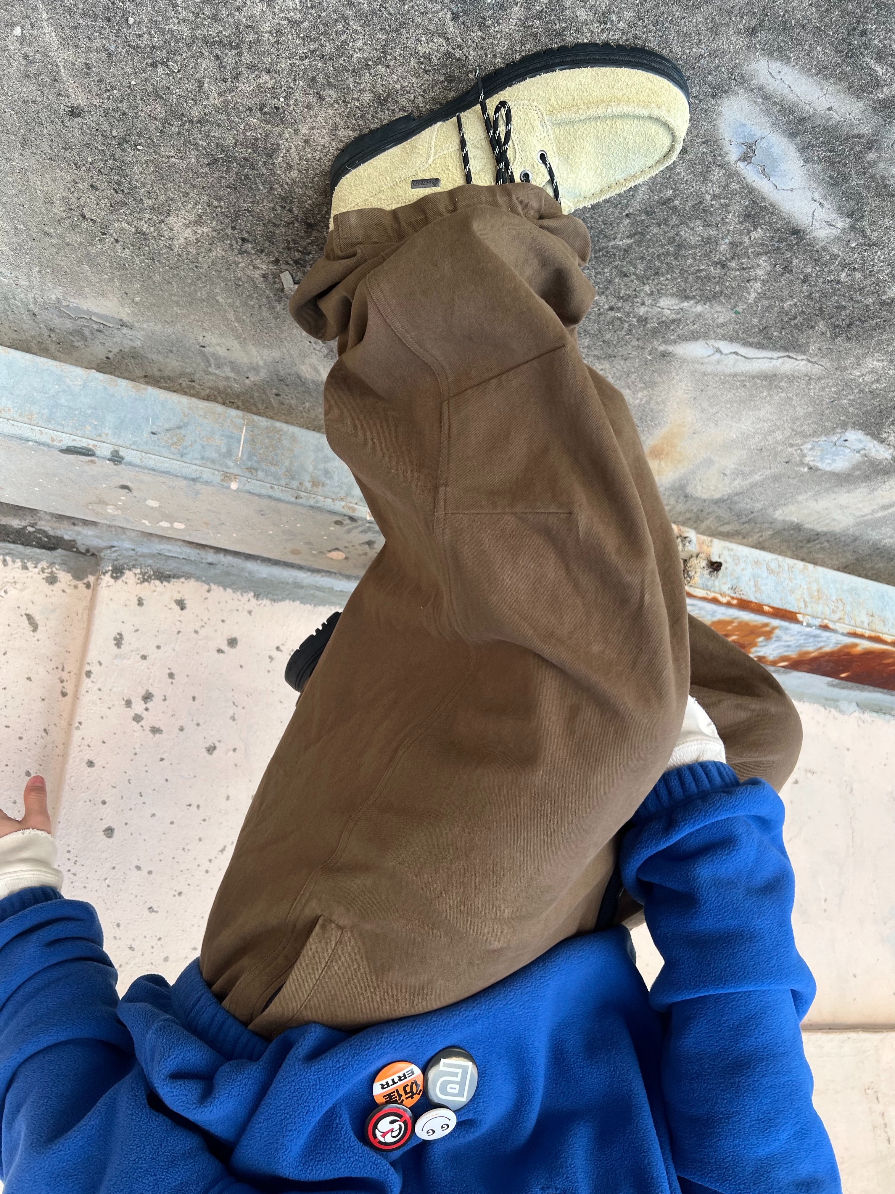 Timberland Heritage Gore-Tex Moc Toe Mid Boots Light Green Suede - Wide, Nonnod Moleskin Track Pants Khaki Brown 착용 스타일 - 1