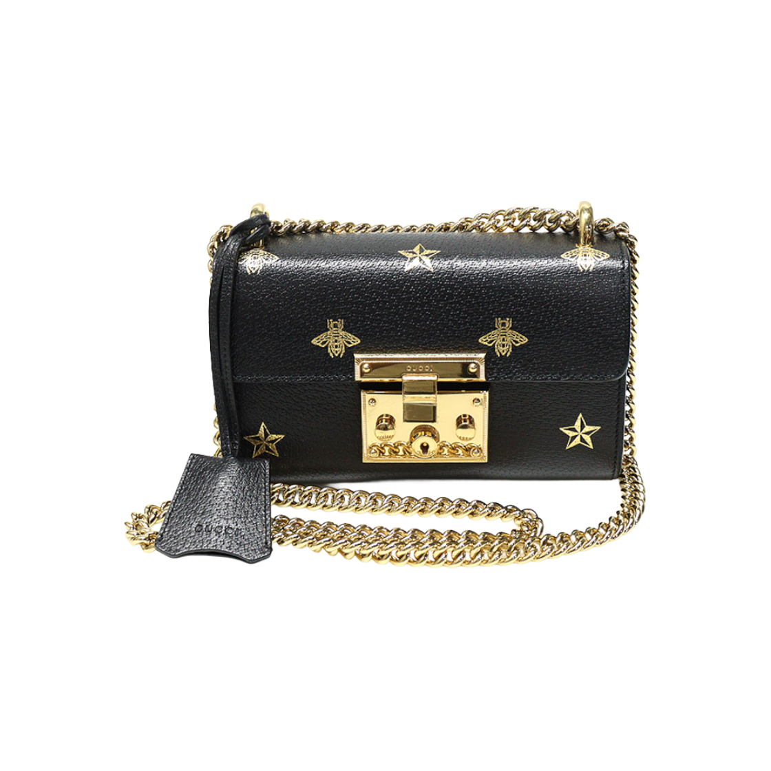 구찌 432182 블랙 레더 비 스타 패들락 스몰 숄더백(Gucci 432182 Black Leather Bee Padlock Small Shoulder Bag) - 1