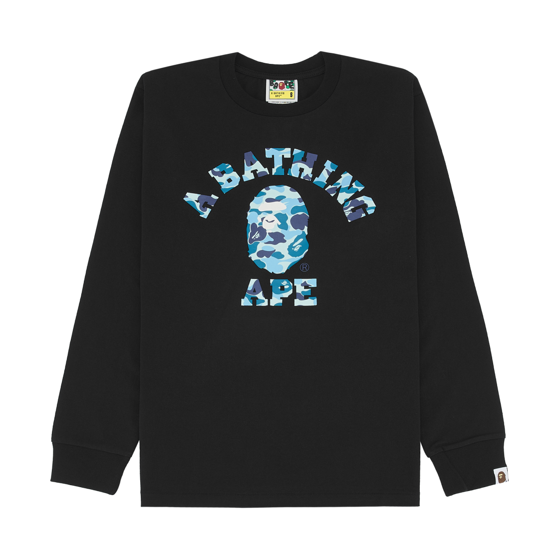 - BAPE ABC Camo College L/S T-Shirt Black Blue