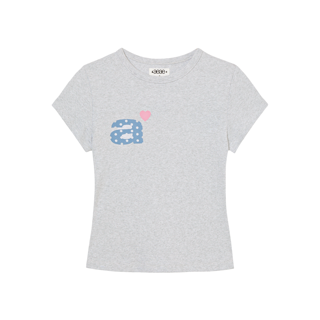 [예약 배송] 에이이에이이 도트 스몰 레터 티 라이트 그레이([예약 배송] AEAE Dot Small Letter Tee Light Grey)