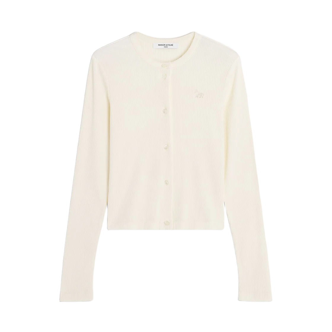 Maison Kitsune (W) Maison Kitsune Baby Fox Ribbed Cardigan Pure Ecru · XS