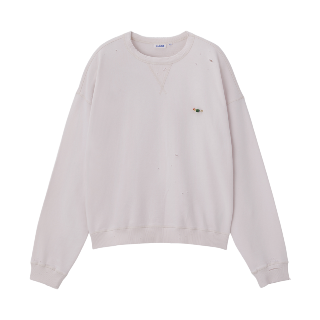 LL25WSLS004WH LLEGE Garment Dyed Cube Logo Sweatshirt Cement White