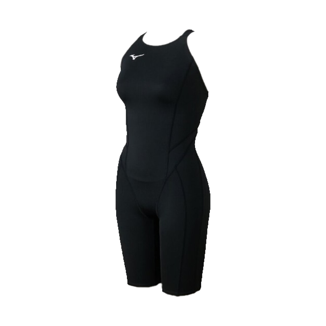 (W) 미즈노 GX 소닉 스트림 경영용 마스터 백 하프 수트 블랙((W) Mizuno GX Sonic Stream Competitive Swimming Master's Back Half Suit Black) - 1
