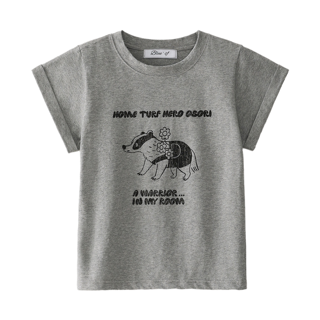 블루 선플라워 오소리 롤업 티셔츠(Blue Sunflower Osori Roll-Up Tee)